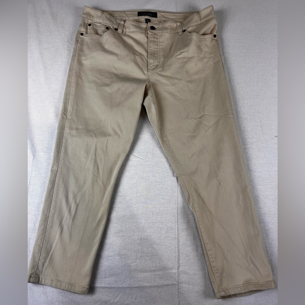 LRL Lauren Jeans Co. Stretch Classic Straight Cropped Khaki Size 14